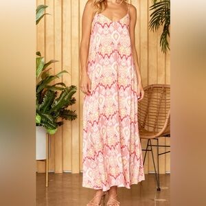 Natalia Pink and Yellow Patterned Maxi Dress